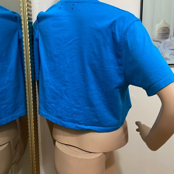 Pangaia Blue Boxy Crop T-Shirt Short Sleeve - Picture 5 of 13